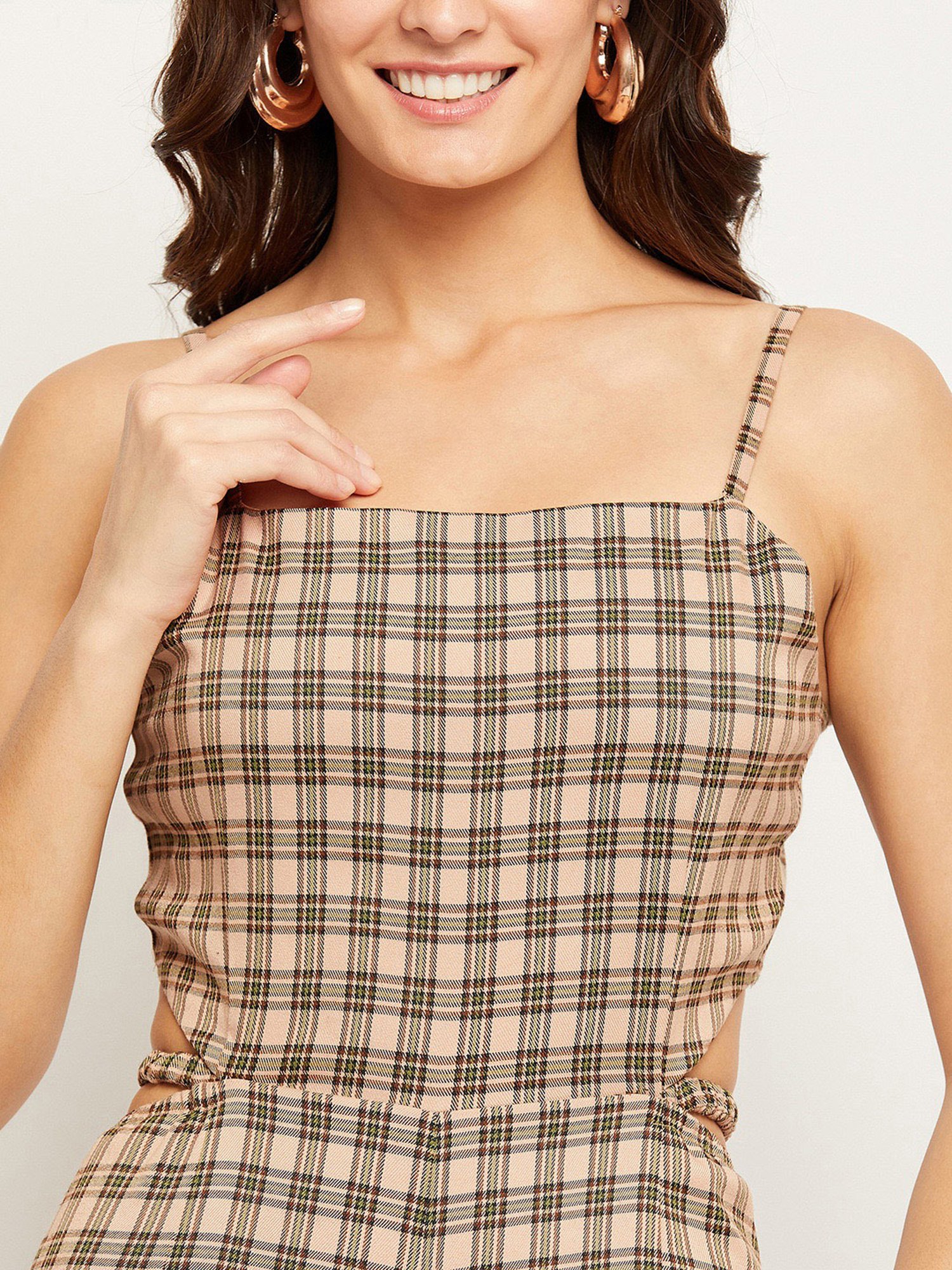 Camla Pink Checks Maxi Jumpsuit