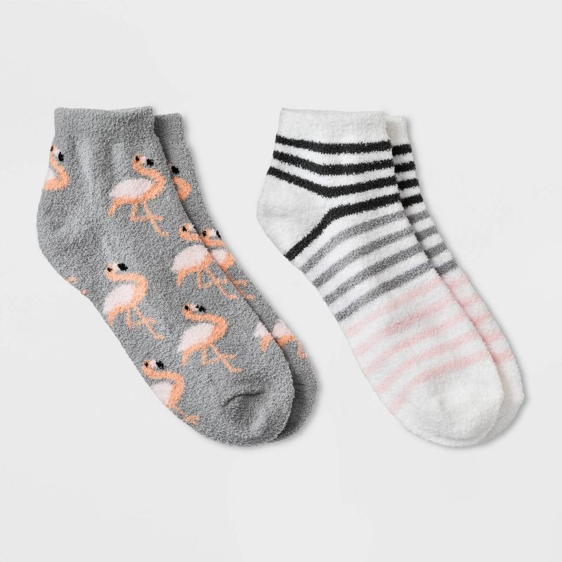 Women's Flamingo Cozy 2pk Low Cut Socks - Gray 4-10