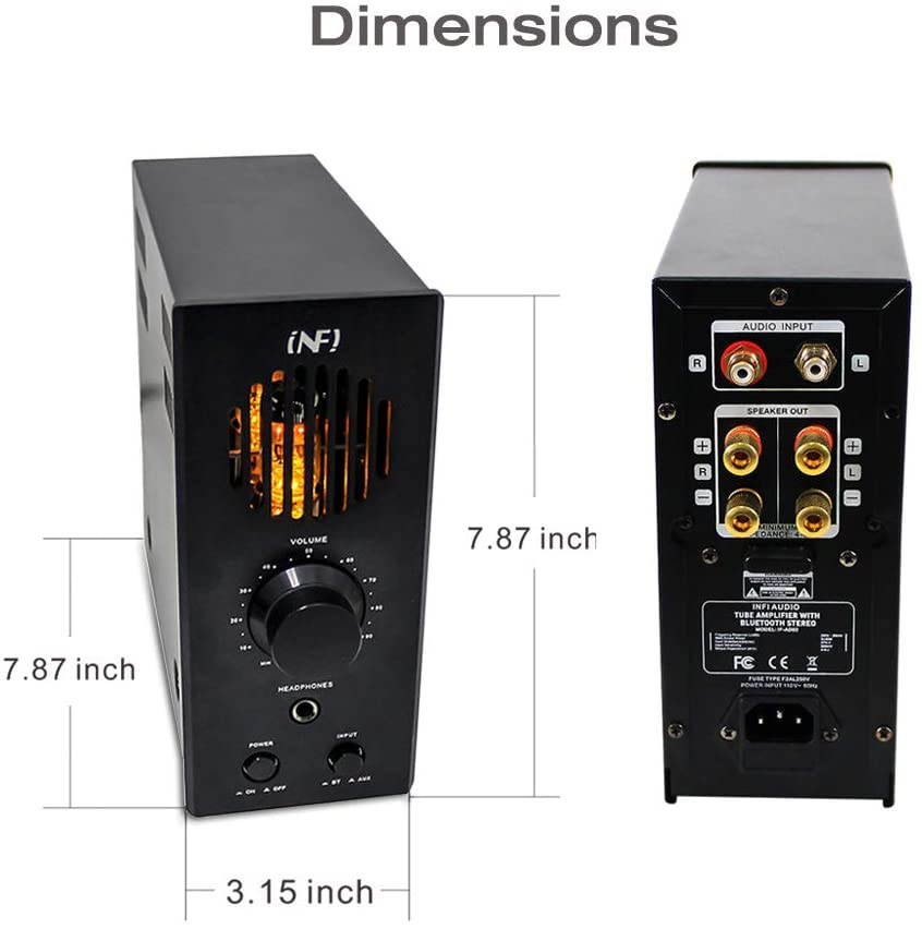INFI Audio Tube Amplifier Headphone Amplifier with Bluetooth Home Theater Stereo Receiver Desktop 60W Class AB Hybrid Integrated Amp for Home Audio Speakers