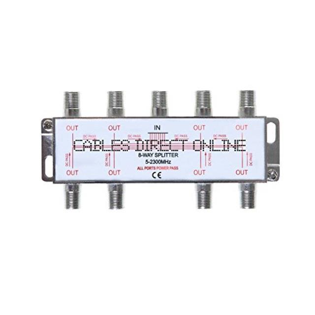 8 way 5-2300 mhz coaxial antenna splitter for rg6 rg59 coax cable satellite hdtv (8 ports)