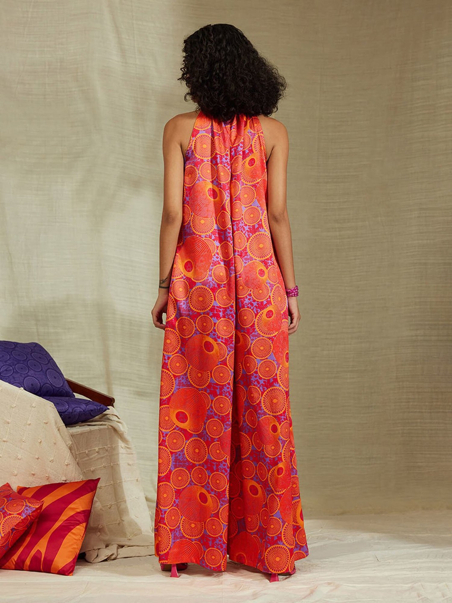 Pink Fort Orange & Pink Printed Jumpsuit