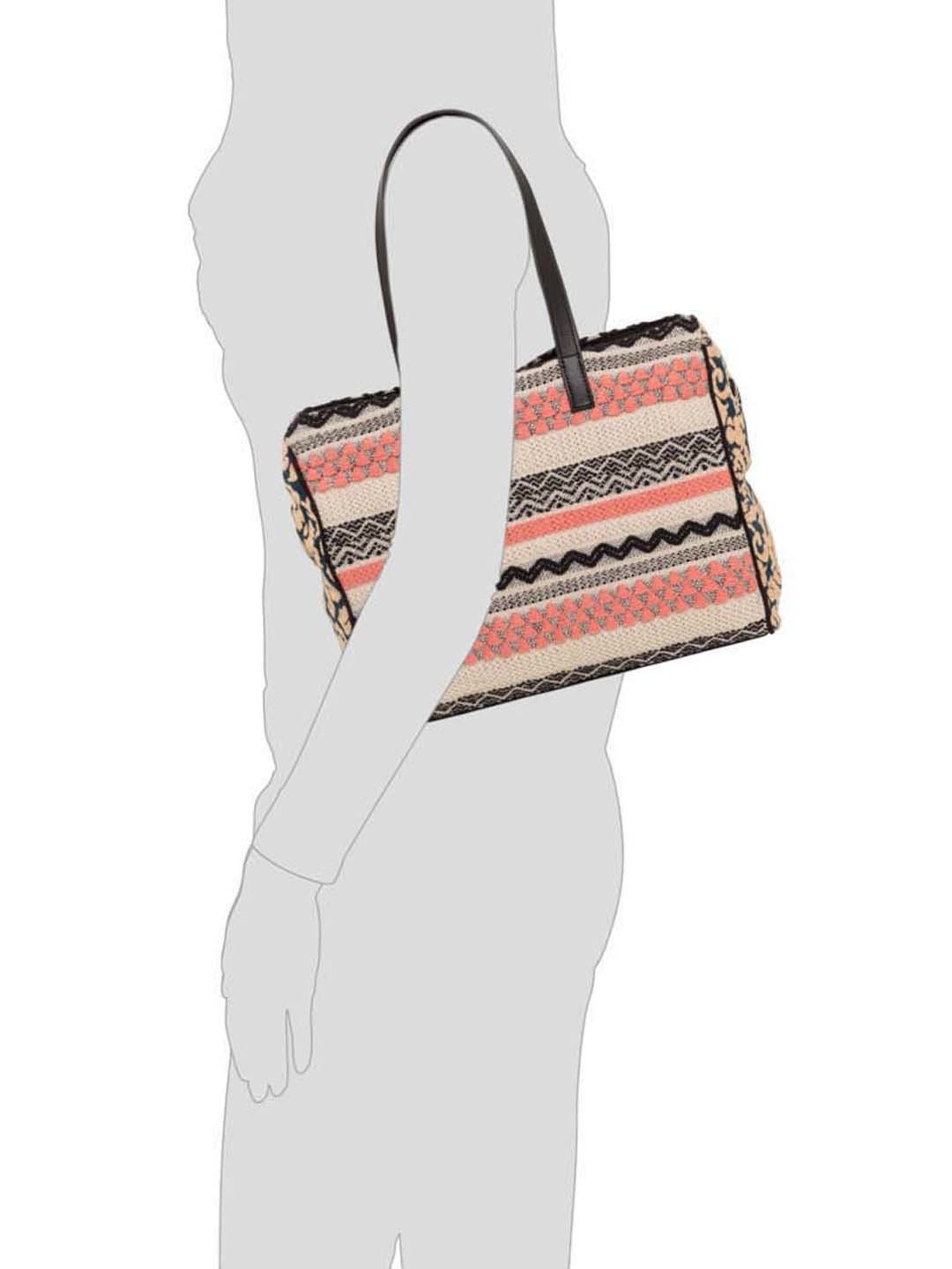 CARPISA Cream Textured Medium Shoulder Bag