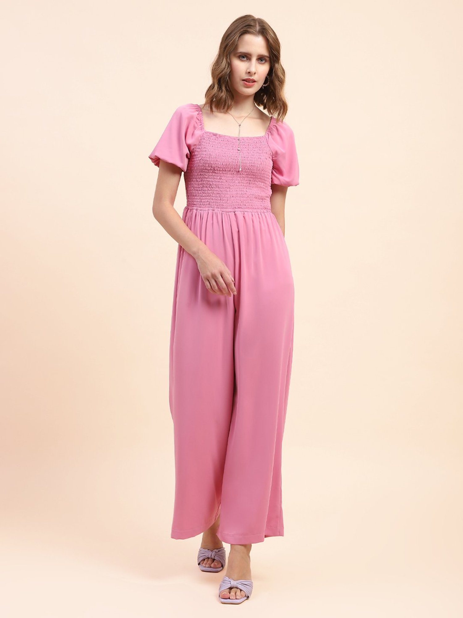 Camla Pink Polyester Blend Maxi Jumpsuit