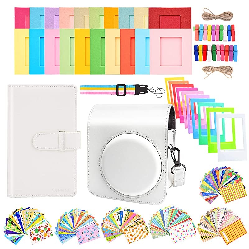 Accessories Bundle Kit Set Compatible with Fujifilm Instax Mini 70 Instant Film Camera, Accessory Include Case, Album, Stickers, Photo Frames, Hanging Frame, Strap (White)