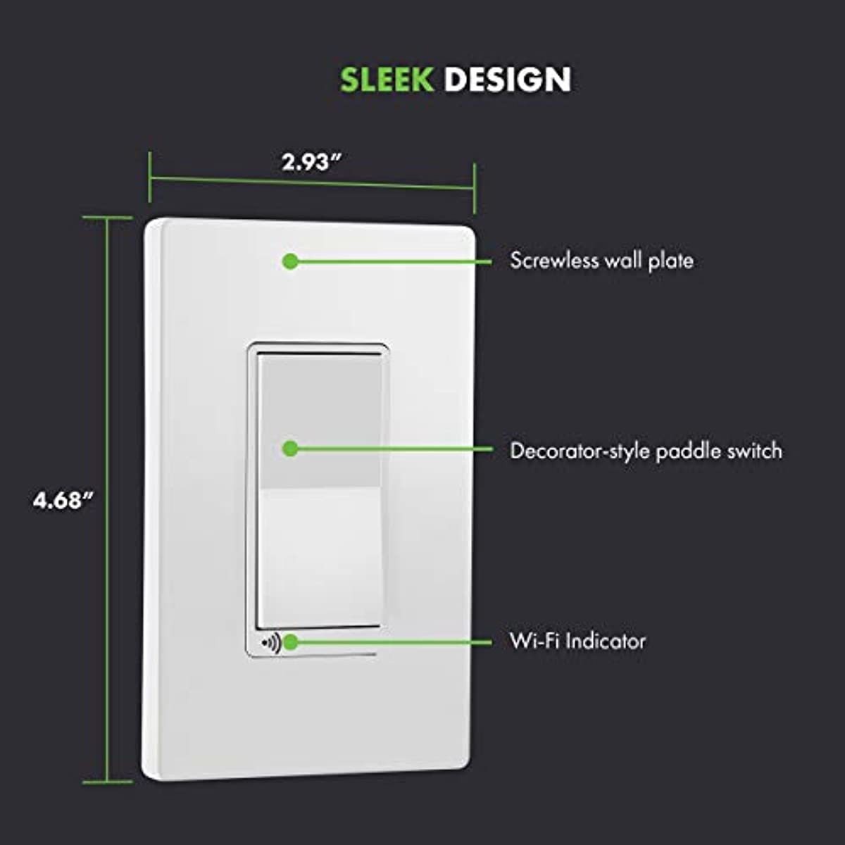 TOPGREENER Smart Light Switch, UL Listed, Neutral Wire Required, Single Pole or 3-Way, No Hub Required, Works with Amazon Alexa and Google Assistant, TGWF15S, 2 Pack