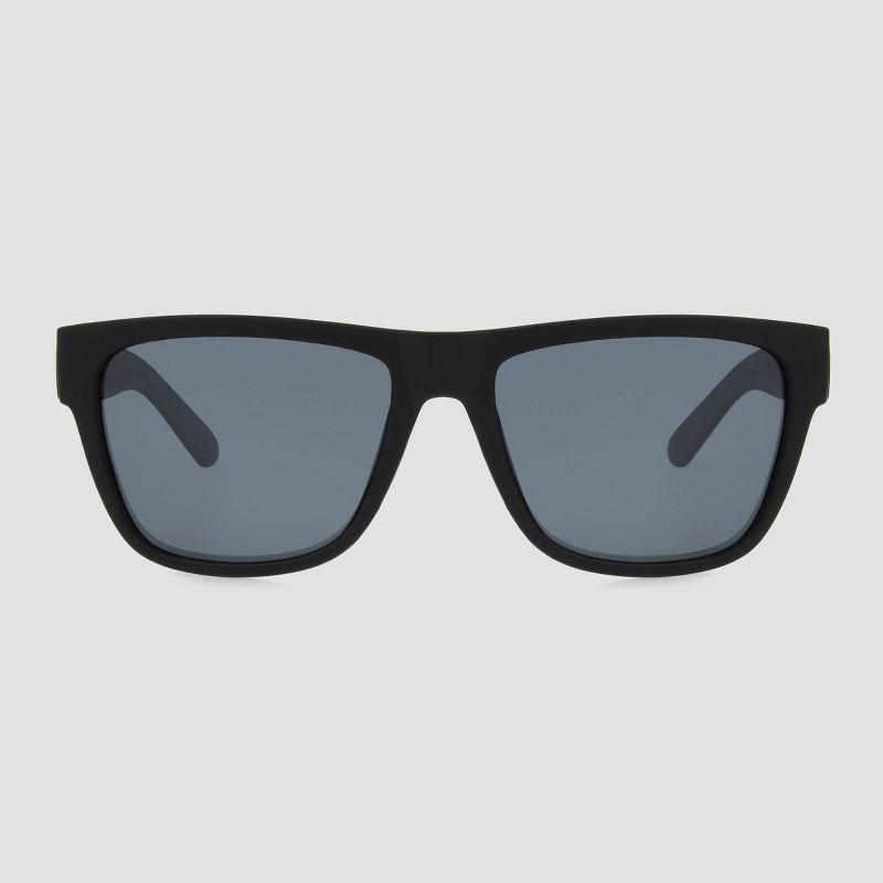 Men's Lifestyle Rubberized Rectangle Sunglasses with Polarized Lenses - All in Motion™ Black