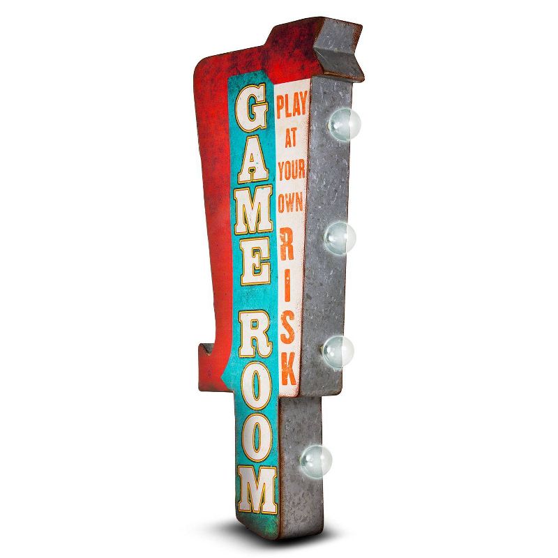 Game Room Vintage LED Marquee Sign Wall Decor Red/Teal - Crystal Art Gallery