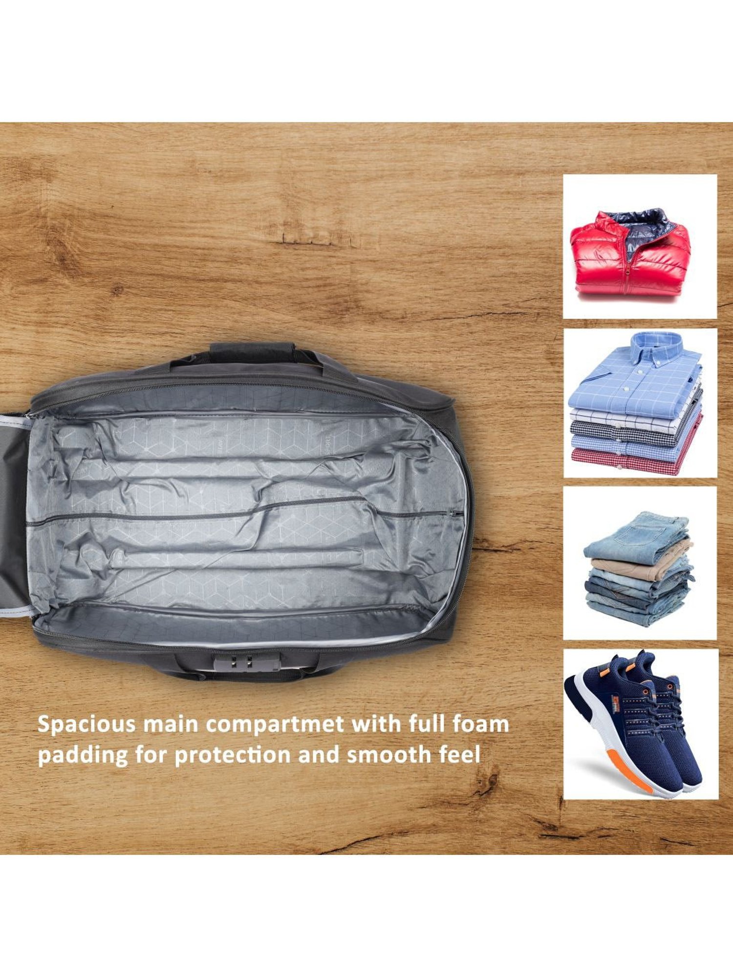 Lavie Sport Large Size 63 cms Victor Combi Anti-theft Wheel Duffle Bag (Black)