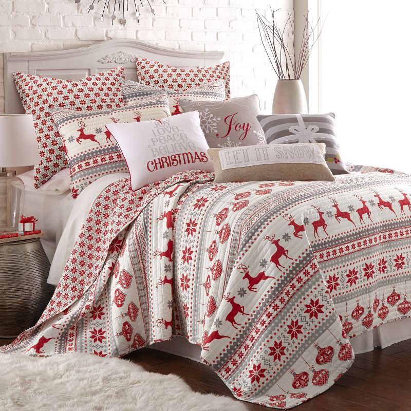 Silent Night Holiday Euro Sham Set of 2 Red - Levtex Home