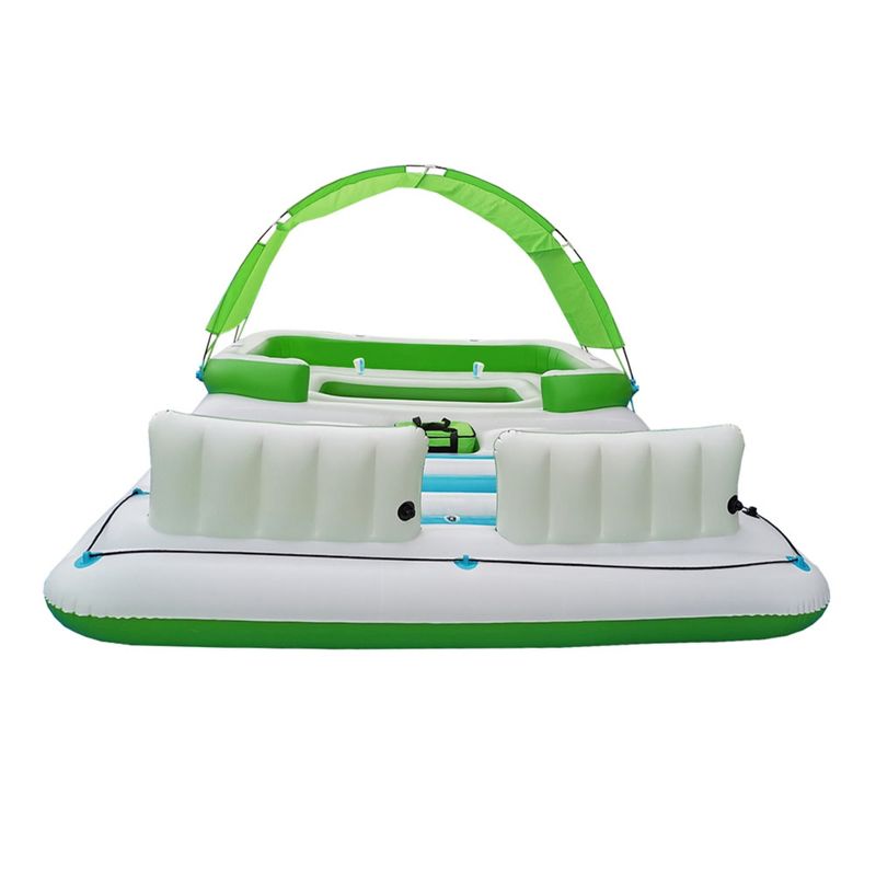 Comfy Floats 91464VM 13 Foot Misting Party Platform Inflatable Summer Float for Pool, Lake, River with Misters for Water, Fits 6 People, Green