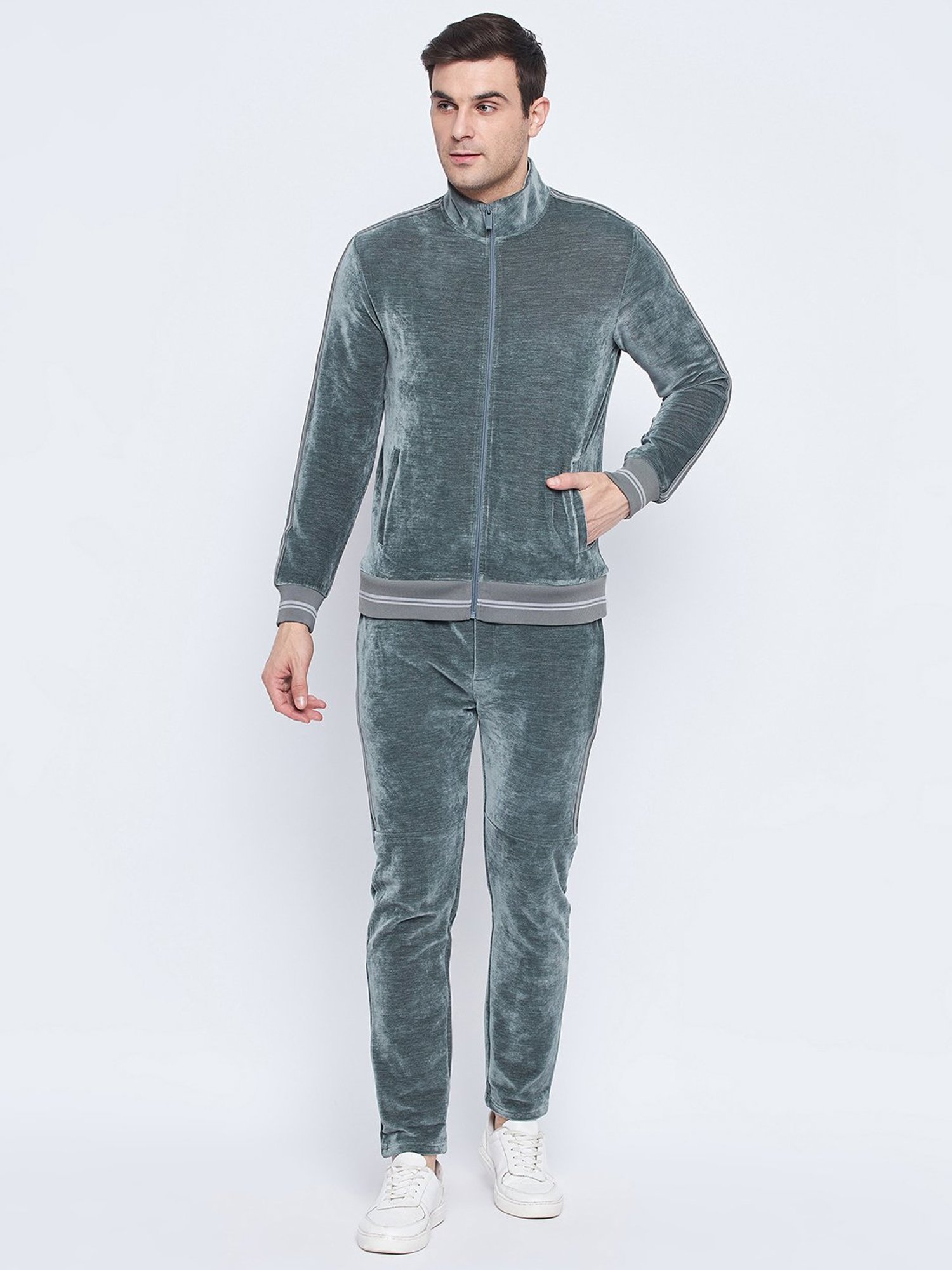 Camla Teal Green Regular Fit Tracksuit