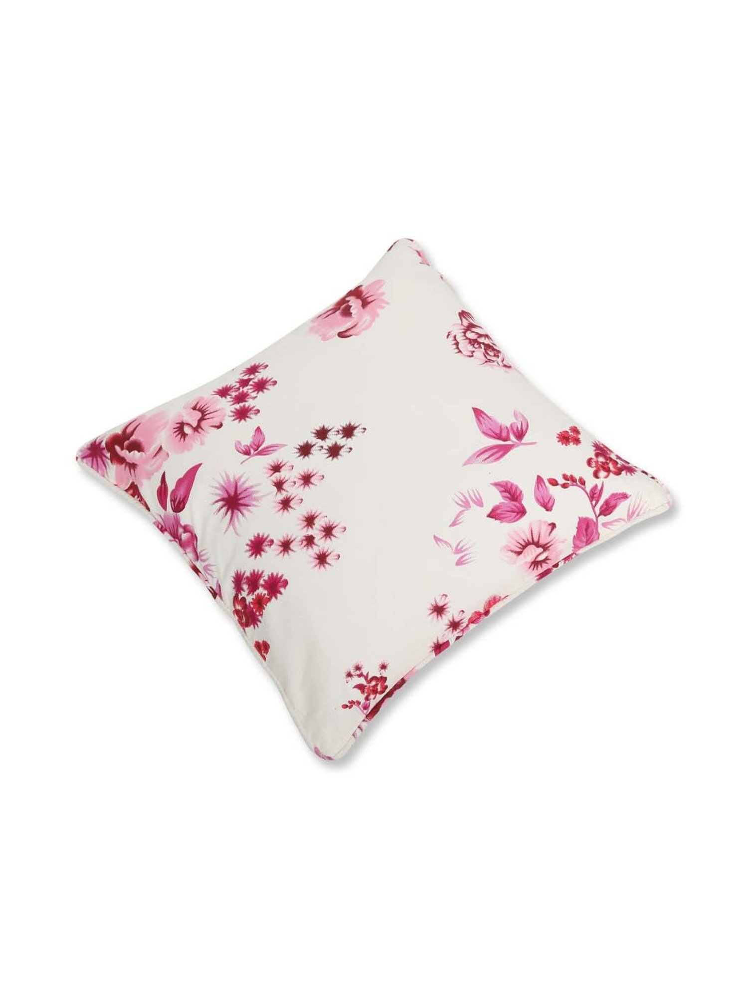Swayam White & Pink Cotton 160 TC Cushion Covers - Set of 2