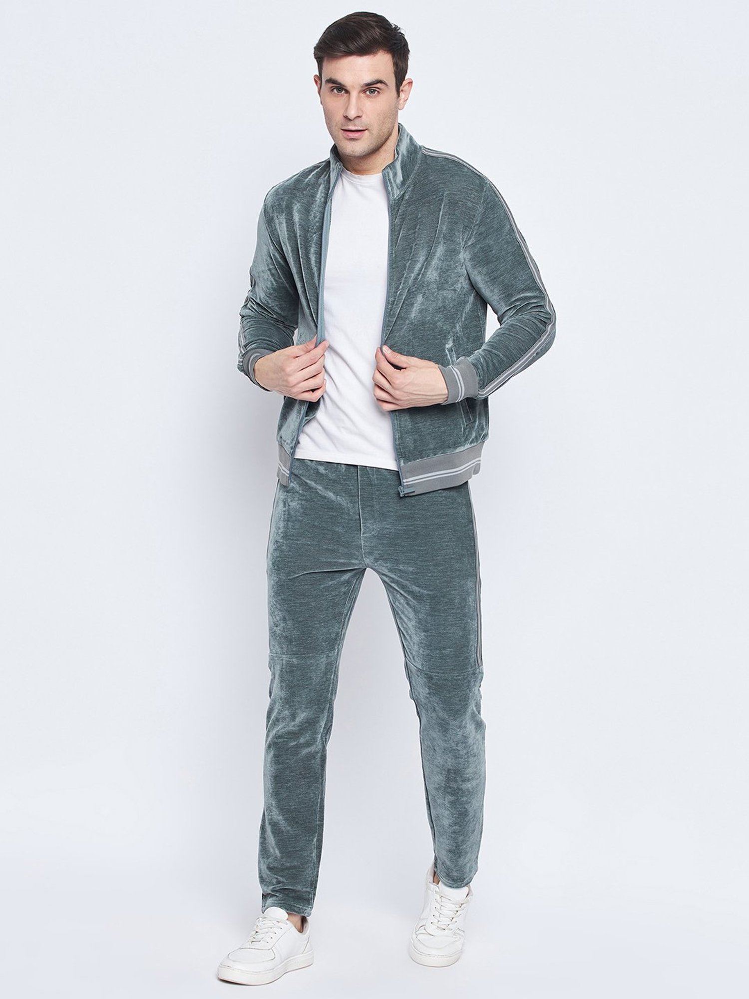 Camla Teal Green Regular Fit Tracksuit