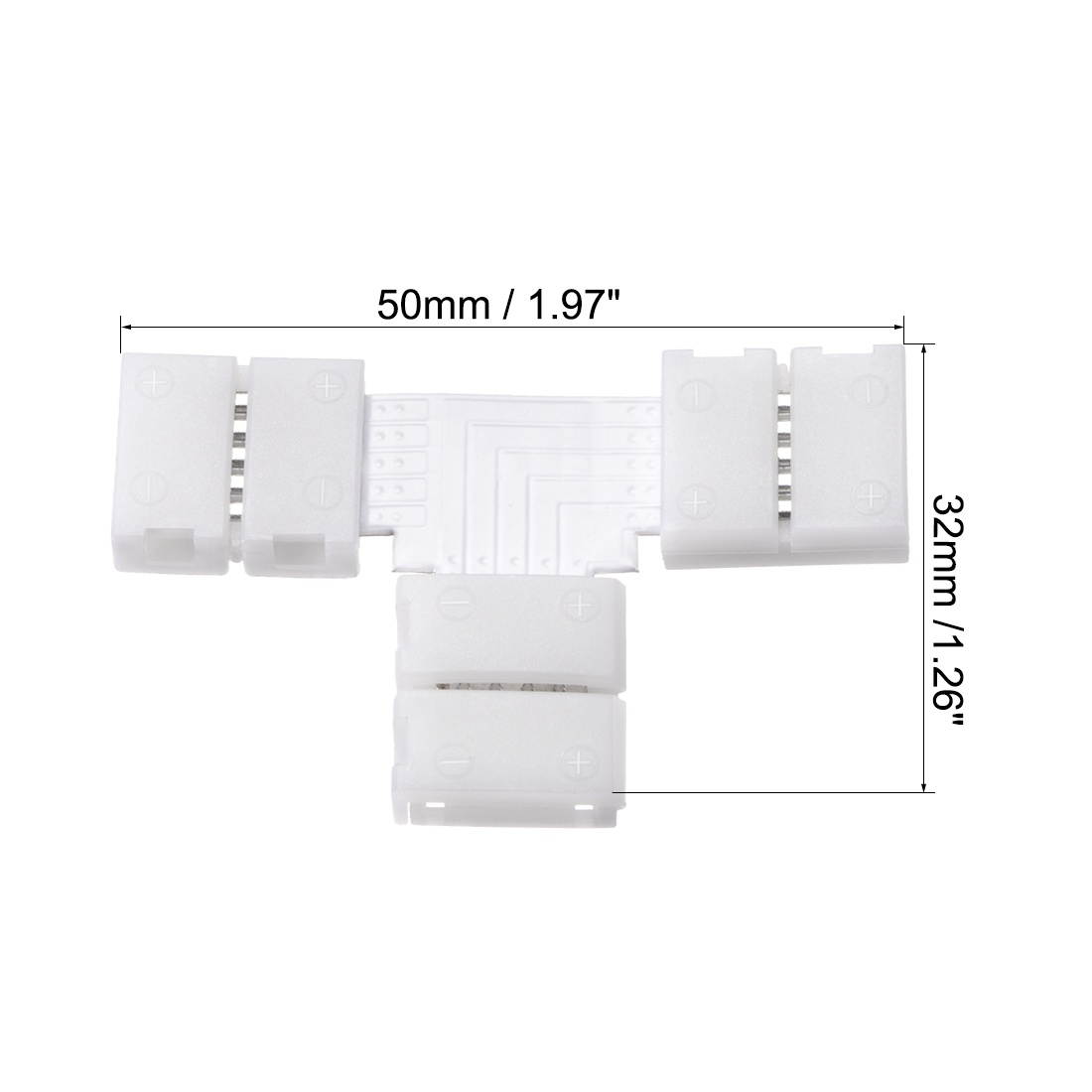 10mm 5P T-shape LED Strip Connector Quick Splitter for 5050 3528 RGB 5 Conductor Strip Lights 20Pcs