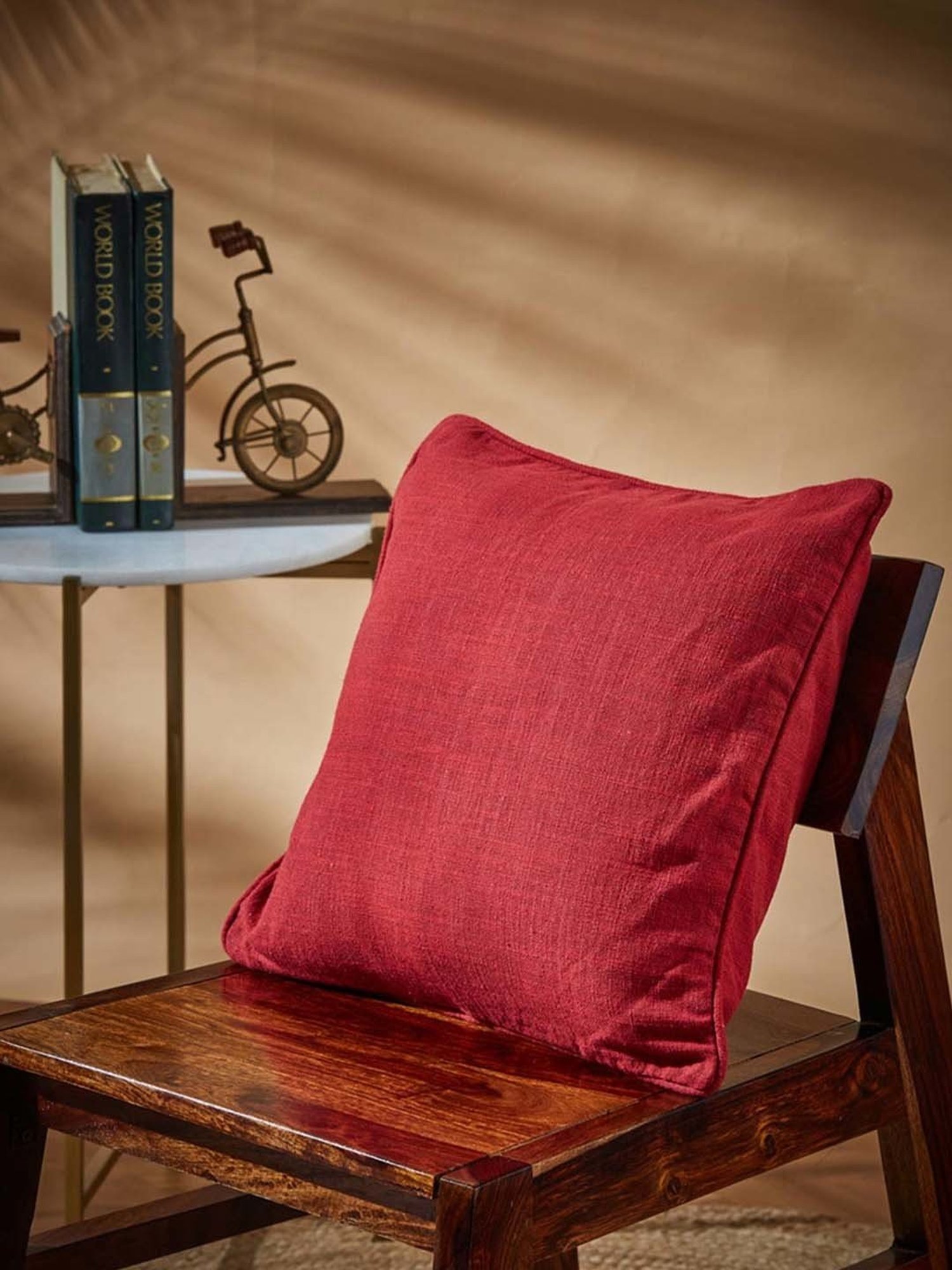 Fabindia Nallika Red Cotton Cushion Cover