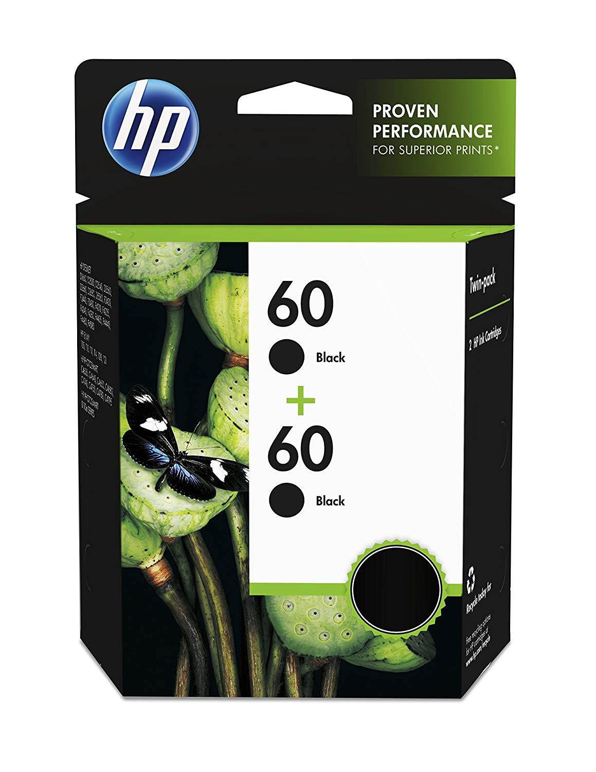 HP 60 Black Original Ink Cartridges, 2 pack (CZ071FN)