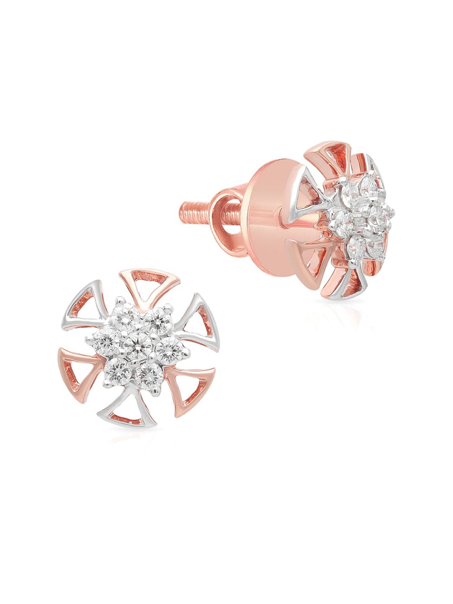 Malabar Gold and Diamonds 18k Rose Gold Stud Earrings