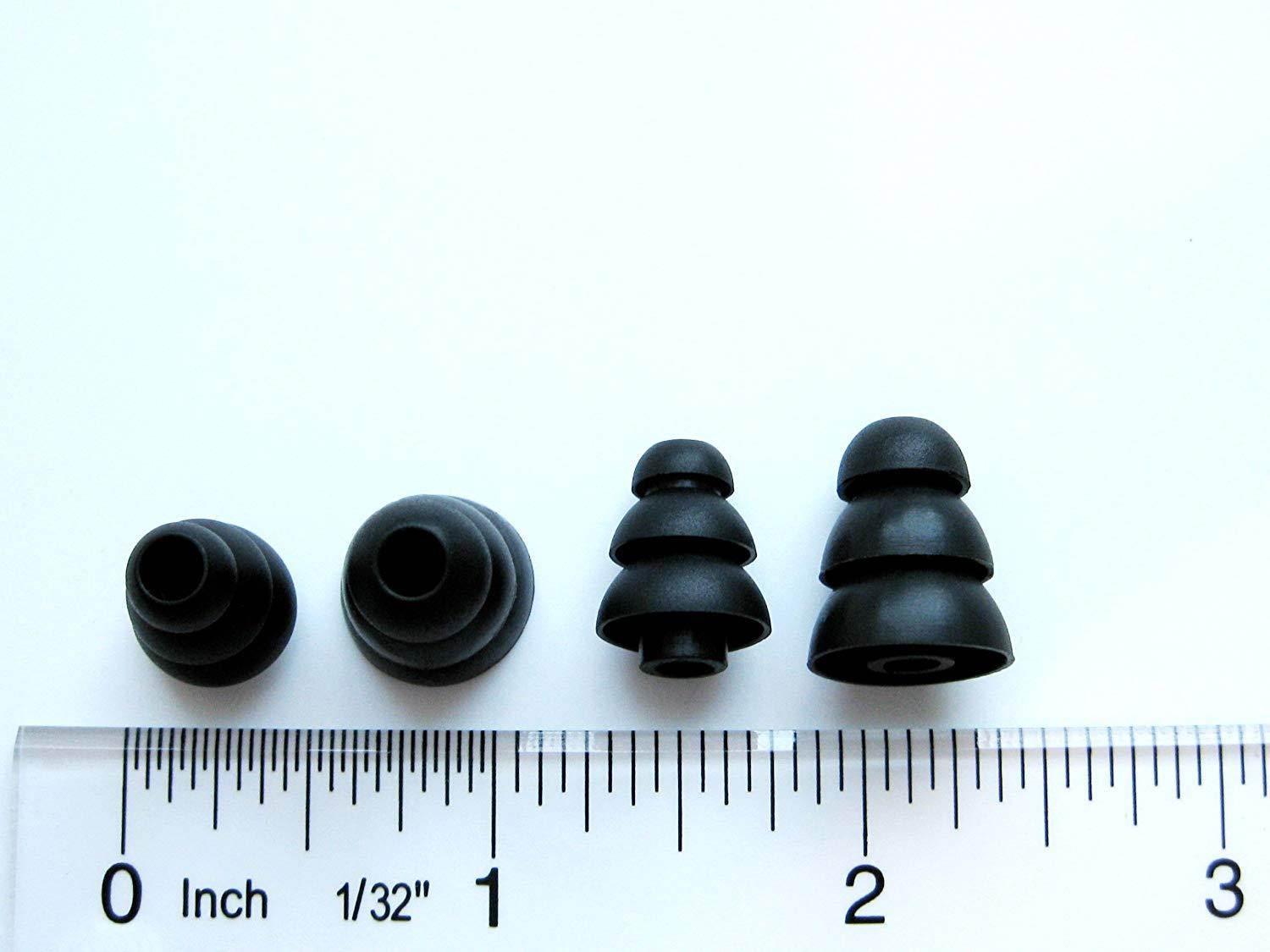 8pcs 4 Small and 4 Large Black Soft Triple Flange Replacement Eartips Earbuds Set for Audio-Technica CK Series CKS Series CKM Series CKL Series CKF Series and ANC Series In-Ear Earphones Headset