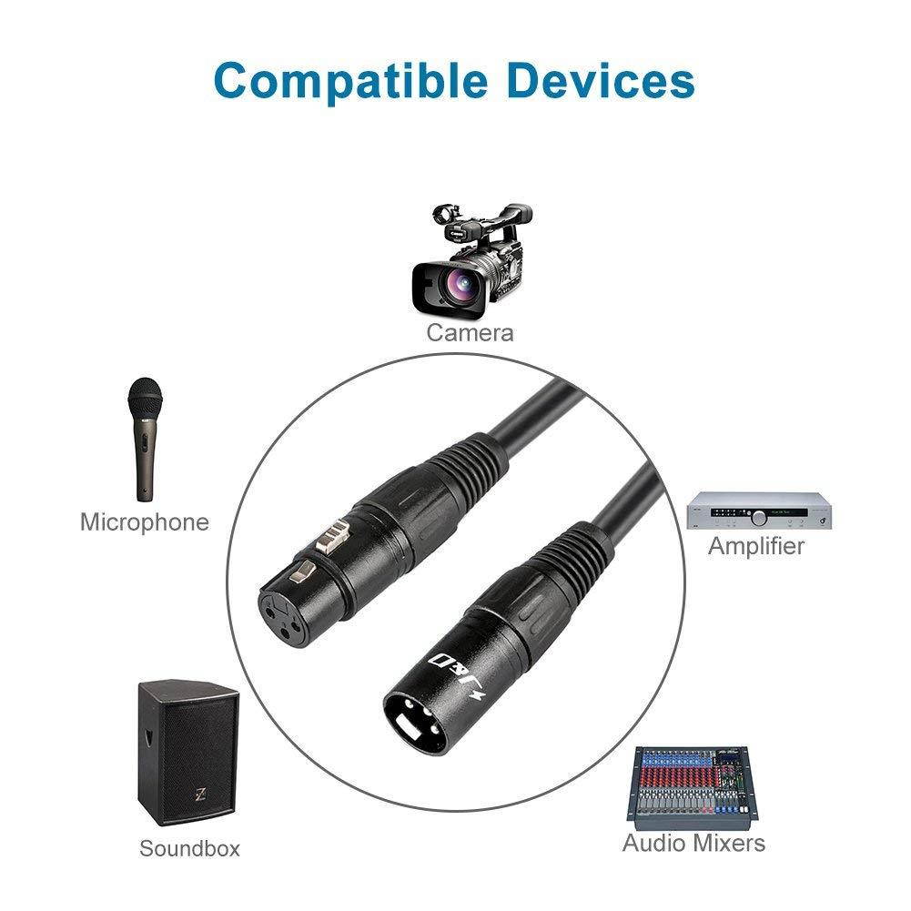 [2-Pack] XLR Cable, J&D XLR Male to Female Microphone Cable - 9 Feet