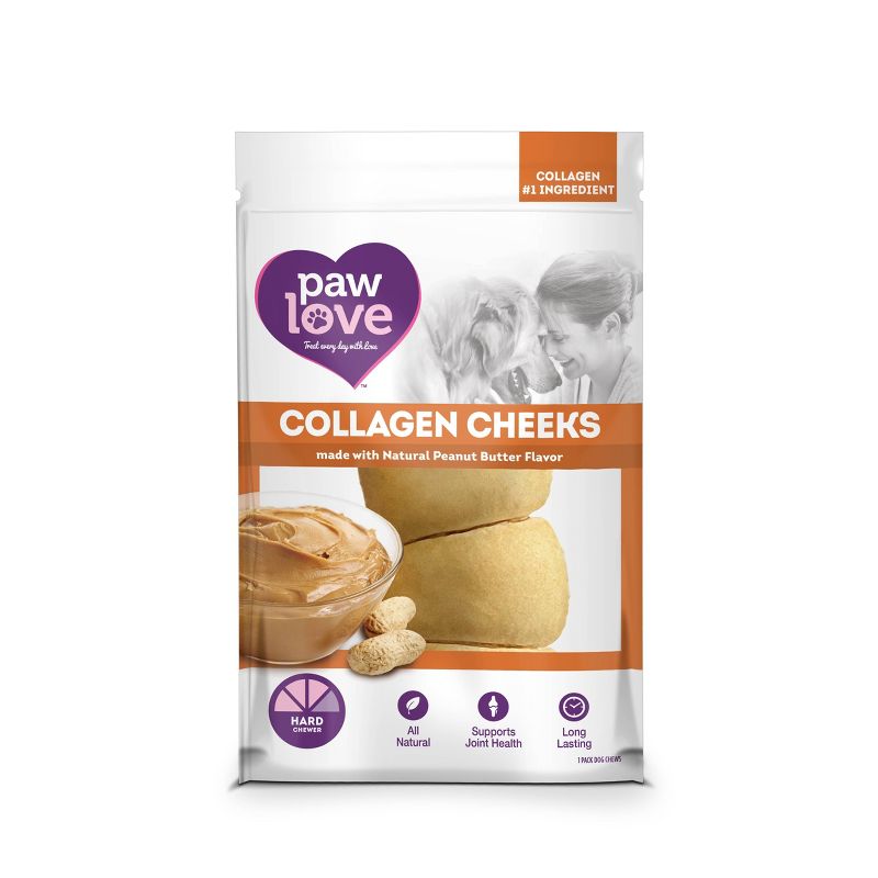 Paw Love Peanut Butter Collagen Cheeks Chews Dog Treats - 1ct