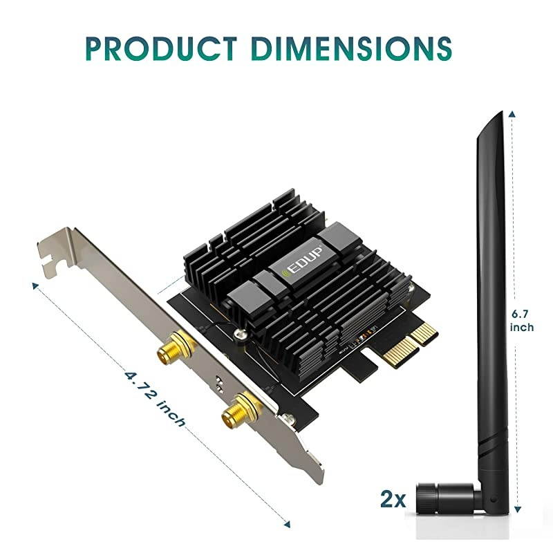 WiFi 6 Card AX 3000Mbps PCIe Network Card AX200 80211AX 24Ghz58Ghz with Bluetooth 50 amp Heat Sink Wireless PCI Express WiFi Adapters Dual Band Antenna for Windows 10 64bit