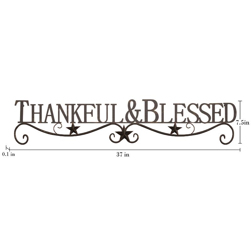 "Thankful And Blessed" Wall Metal Cutout Sign Natures Brown - Lavish Home