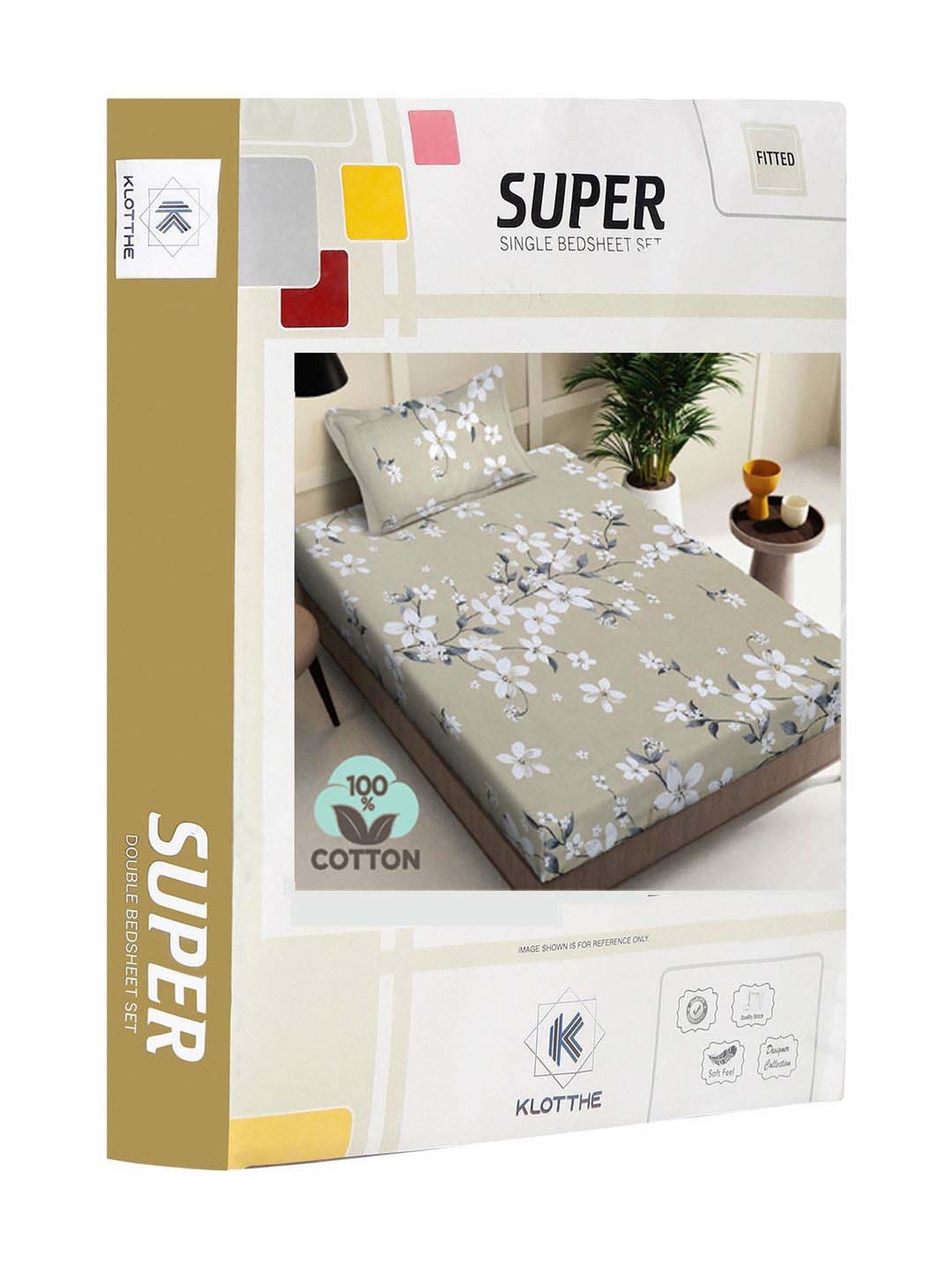 Klotthe Beige 400 TC Cotton Single Elastic Book Fold Bedsheet with Pillow Cover