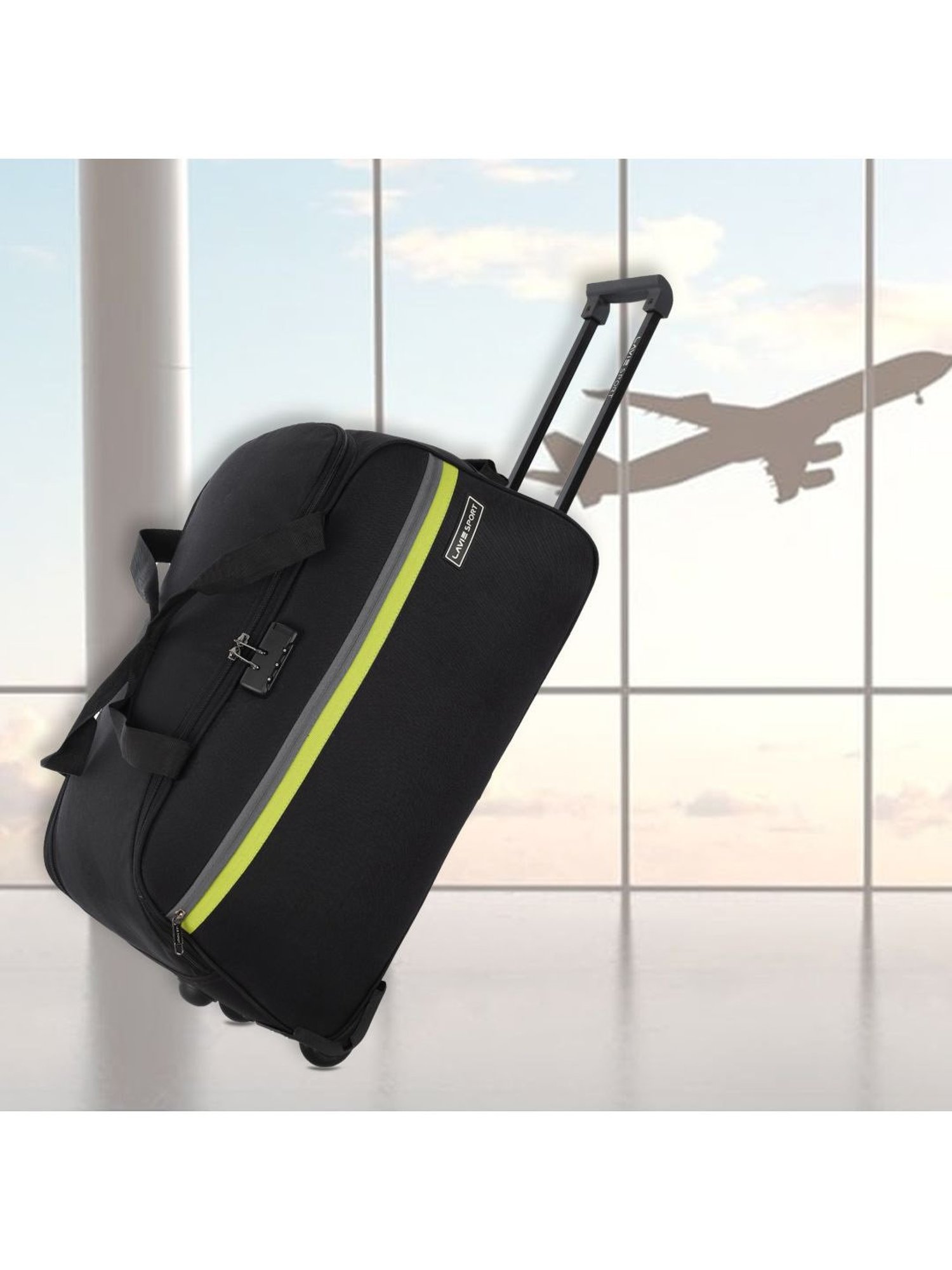 Lavie Sport Large Size 63 cms Victor Combi Anti-theft Wheel Duffle Bag (Black)