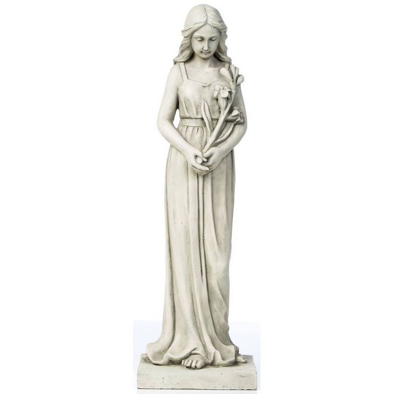 29.25&#34; Indoor/Outdoor Resin Woman with Lily Statue White - Alfresco Home LLC