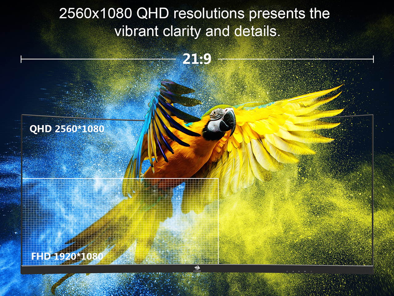 Z-EDGE UG30 30" 21:9 Ultrawide WFHD 2560x1080 200Hz 1ms1500R Curved Gaming Monitor, FreeSync, HDR10, HDMI x2, DisplayPort, USB, Built-in Speakers