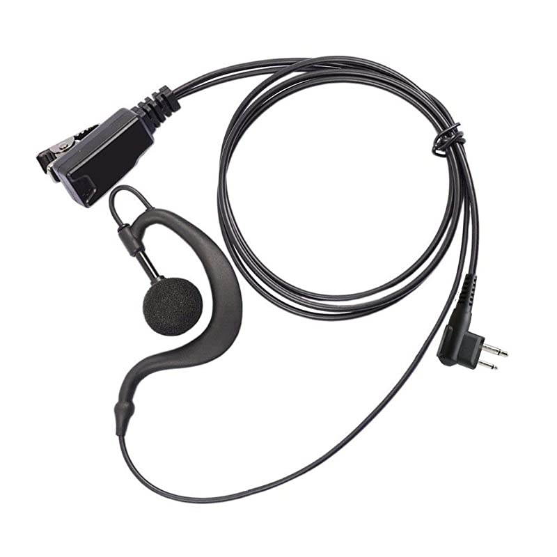 Radio Earpieces G Shape Soft Ear Hook Earpiece Headset with Push to Talk and Microphone for Motorola Talkabout Dual Pin 2 Way Radio A101M01