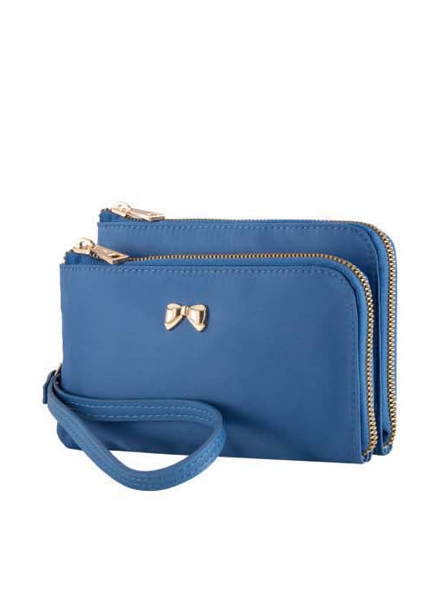 CARPISA Blue Solid Zip Around Wallet for Women