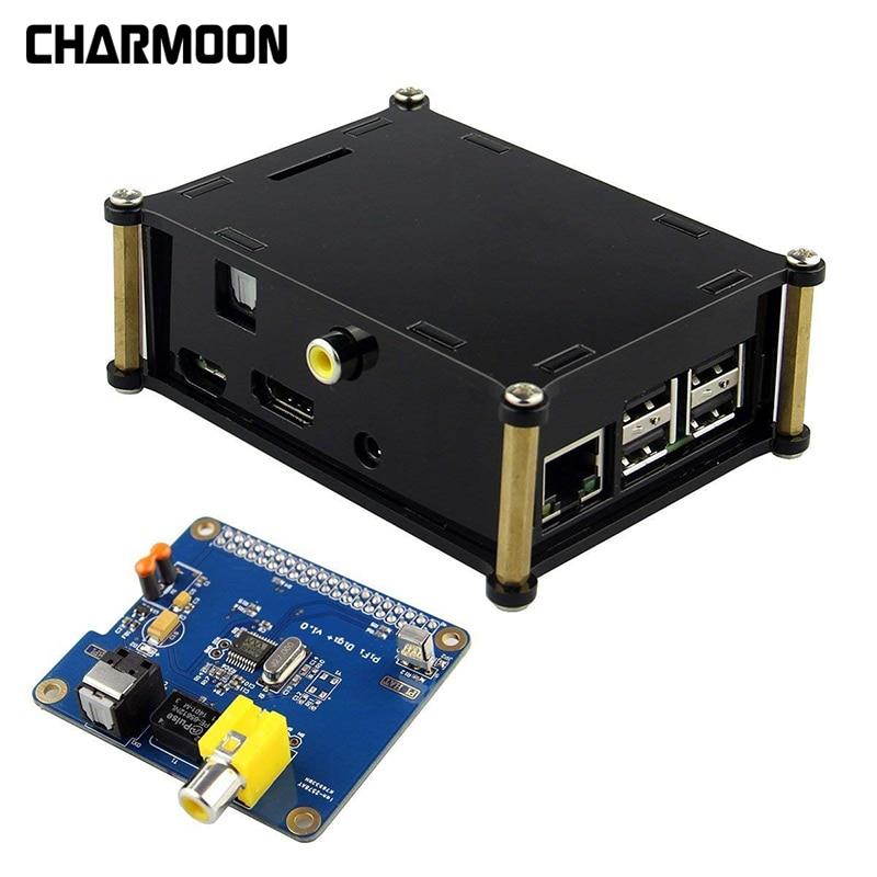 Raspberry PI Digital Sound Card I2S SPDIF Optical Fiber HIFI DiGi with Acrylic Case Enclosure for Raspberry pi 3 2 model B