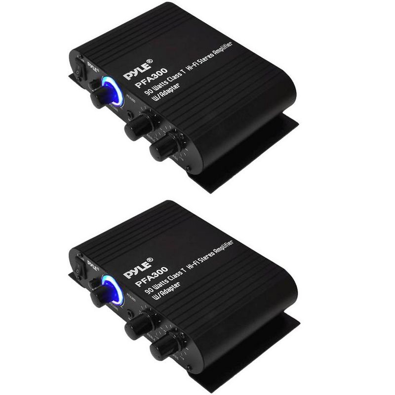 2) Pyle PFA300 180W 2 Channel Hi-Fi Home Audio Stereo Speakers Amplifiers w/Aux