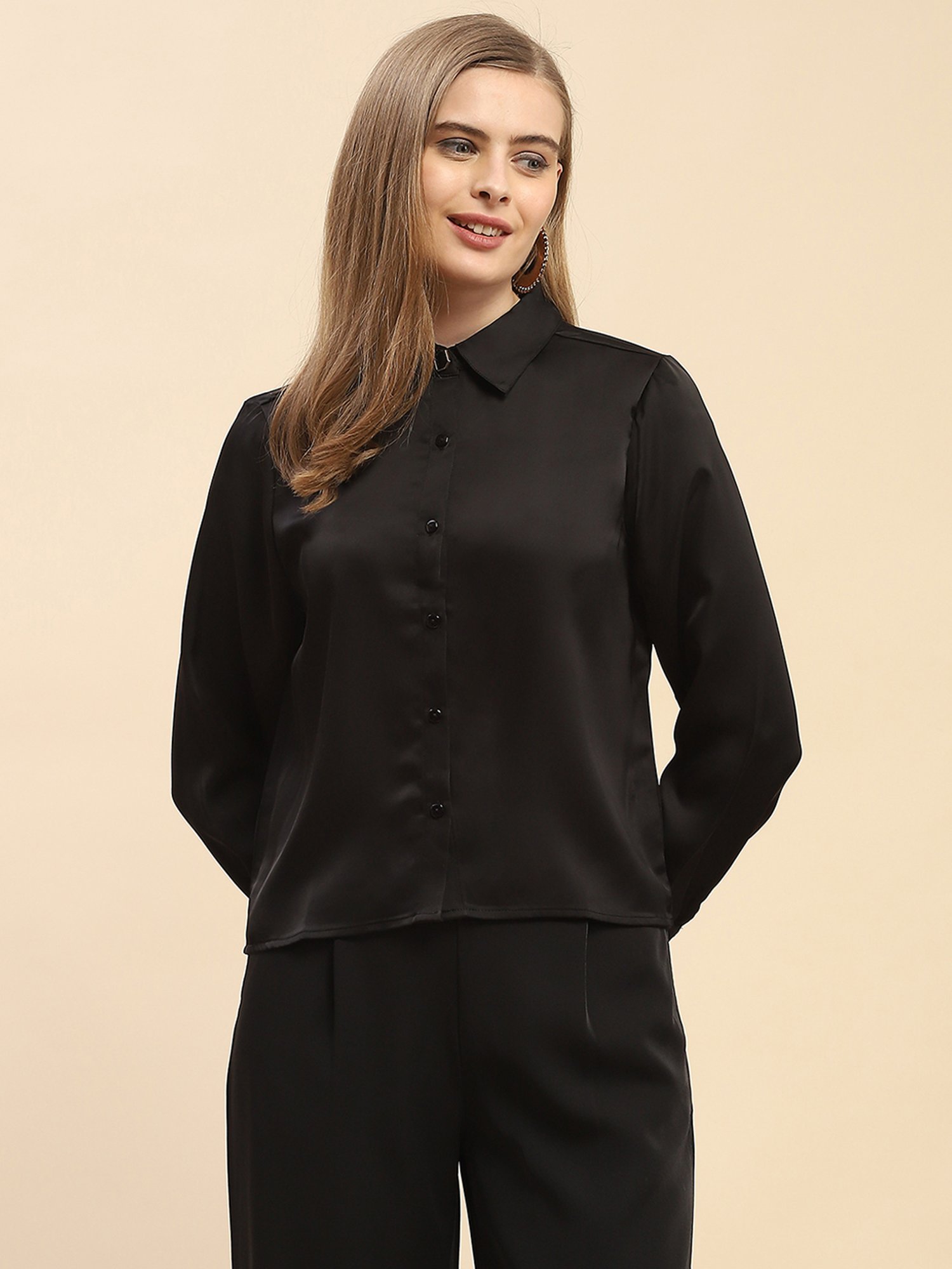 Camla Black Regular Fit Shirt