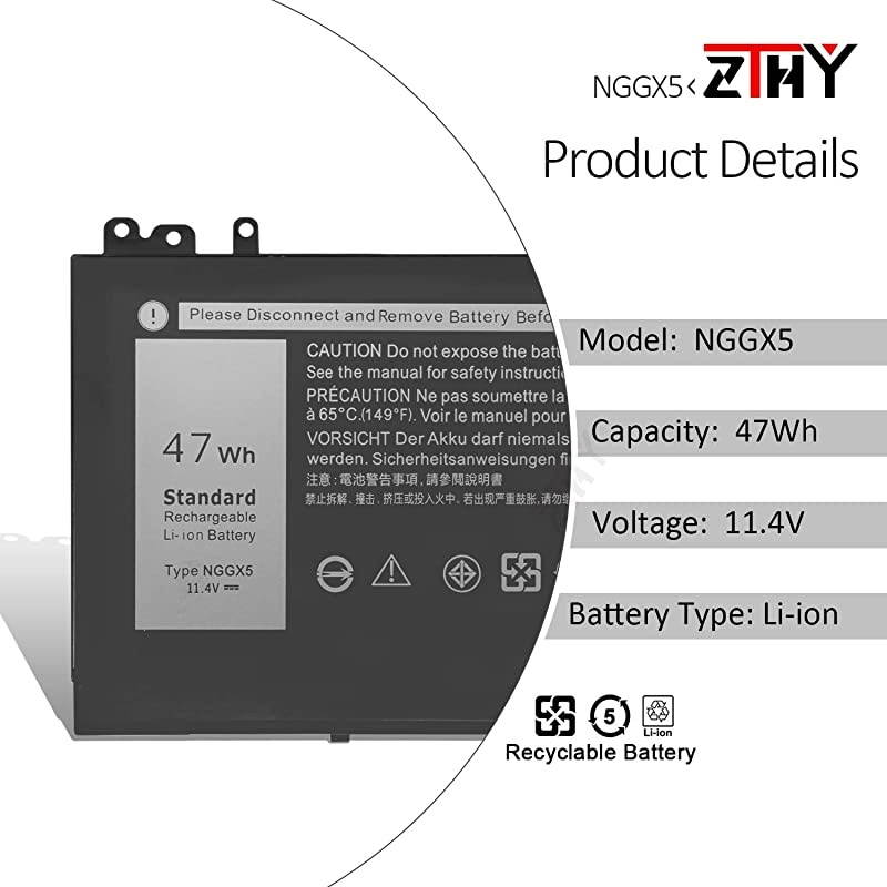 NGGX5 Laptop Battery for Dell Latitude E5270 E5470 E5570 P48F001 Precision M3510 Series Notebook JY8D6 954DF 0JY8D6 451BBUM 451BBUJ RDRH9 114V 47Wh 3Cell