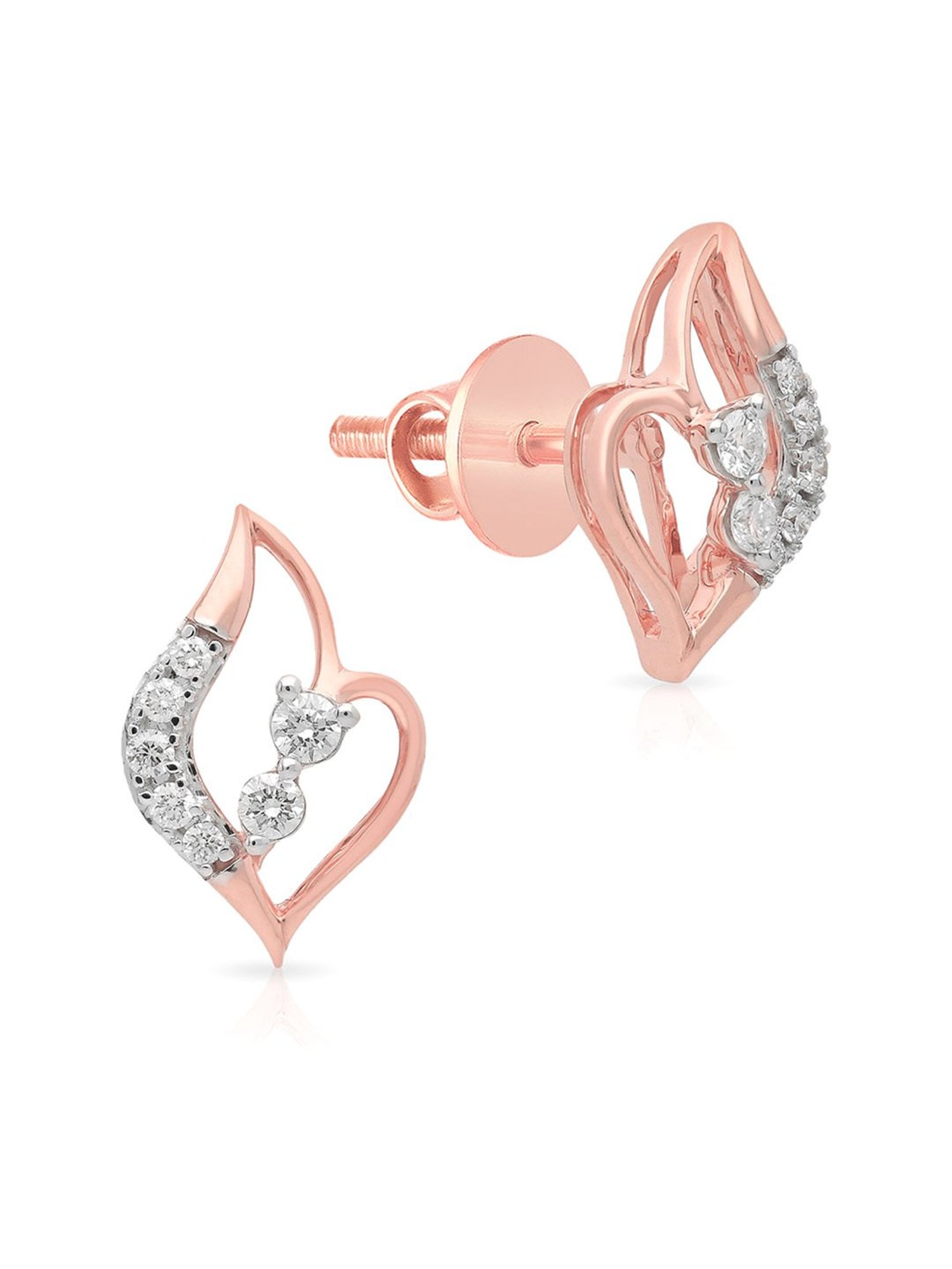 Malabar Gold and Diamonds 18k Rose Gold Stud Diamond Earrings