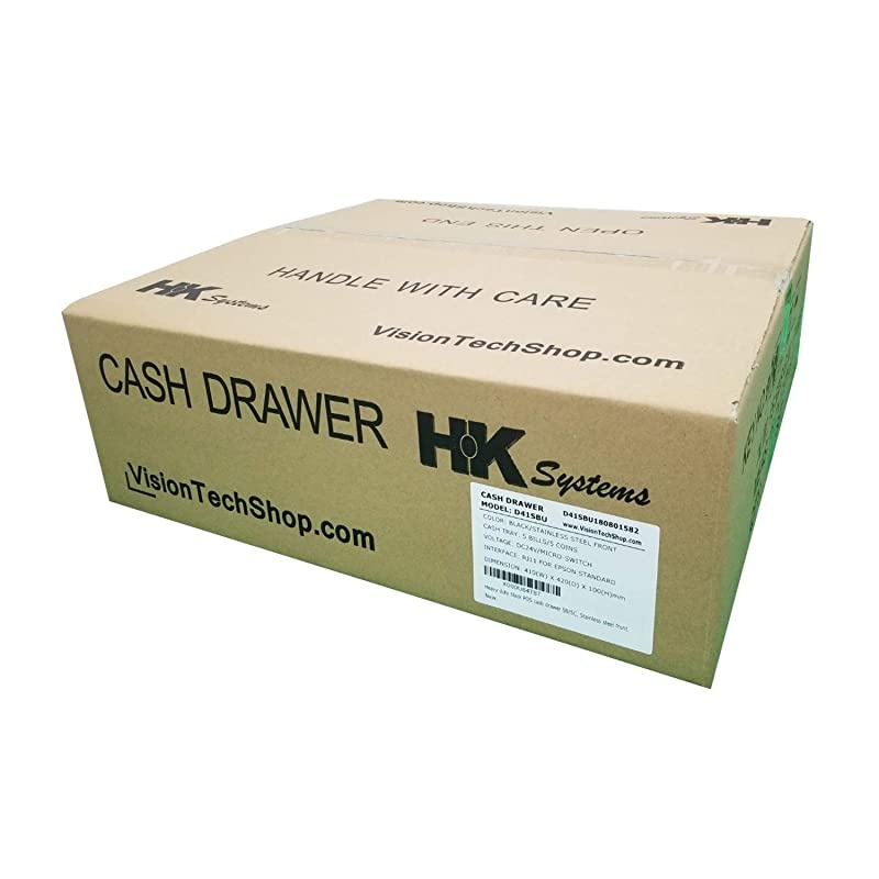 16 Heavy Duty Black Manual Push Open Cash Drawer with 5Bill5Coin Stainless Steel