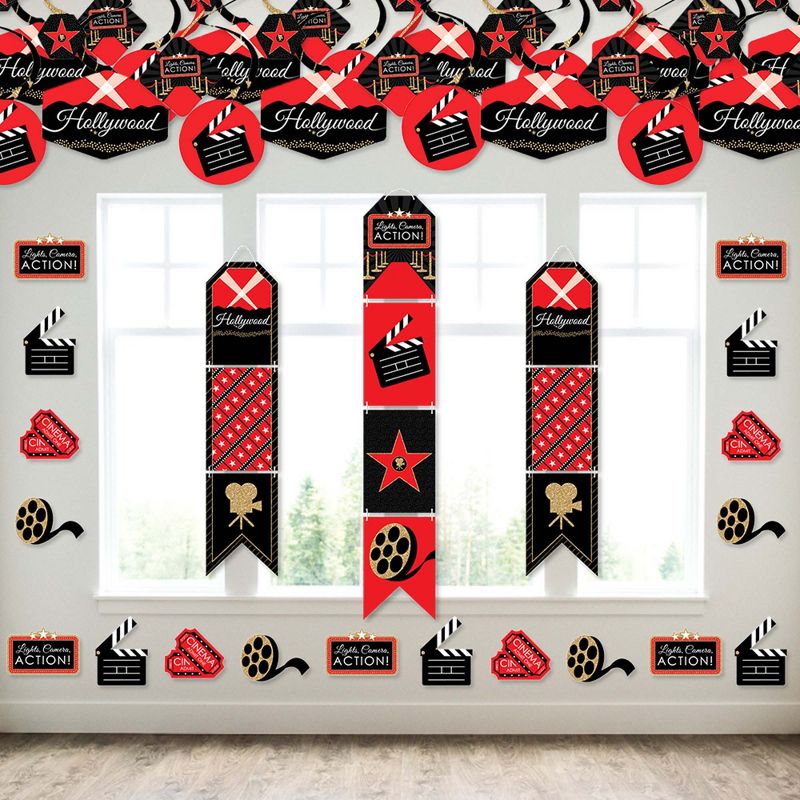 Big Dot of Happiness Red Carpet Hollywood - Wall and Door Hanging Decor - Movie Night Party Room Decoration Kit