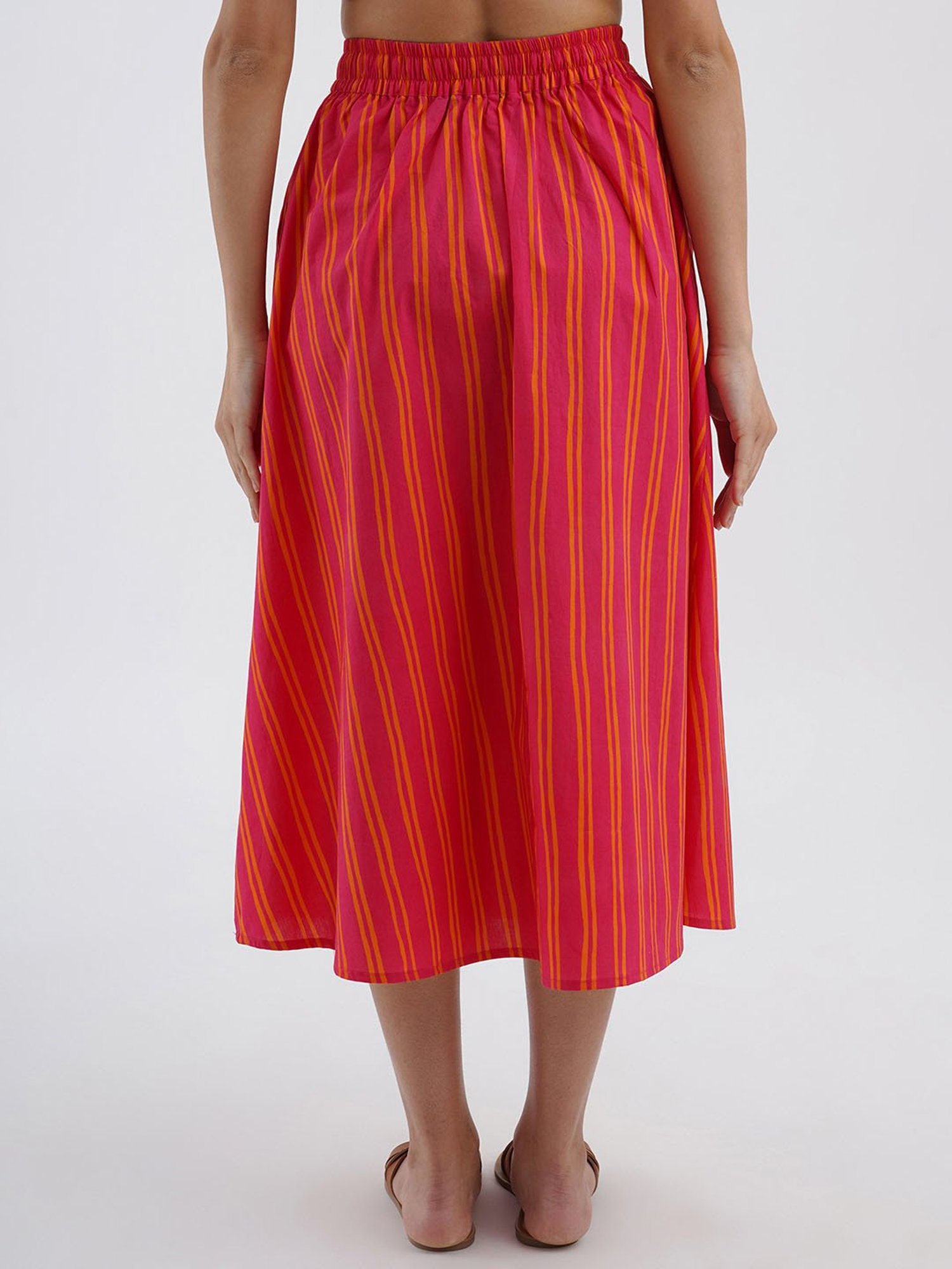 Pink Fort Pink Striped A-Line Skirt