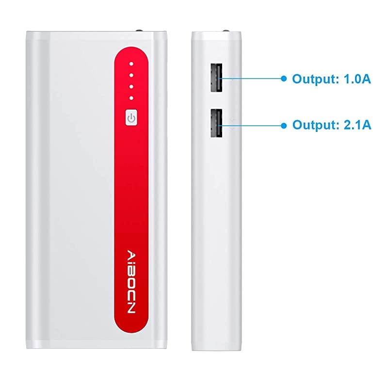 10000mAh Portable Power Bank External Battery Charger with Flashlight for iPhone iPad Samsung Galaxy Compatible with Smartphones Tablet Red