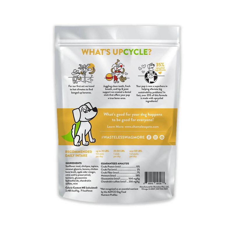 Shameless Pets Banana Flavor Dental Stick Dog Treats - 8ct