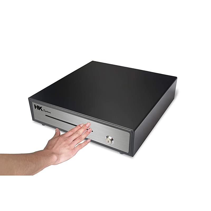 16 Heavy Duty Black Manual Push Open Cash Drawer with 5Bill5Coin Stainless Steel