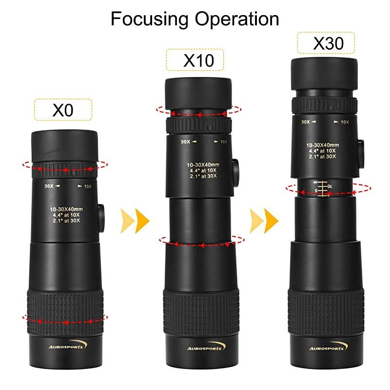 1030x40 Zoom Monocular with Bak4 Prism Dual Focus High Power Compact Waterproof Telescope Fit Adults for Hiking Hunting Camping Bird Watching Best Gifts for Men