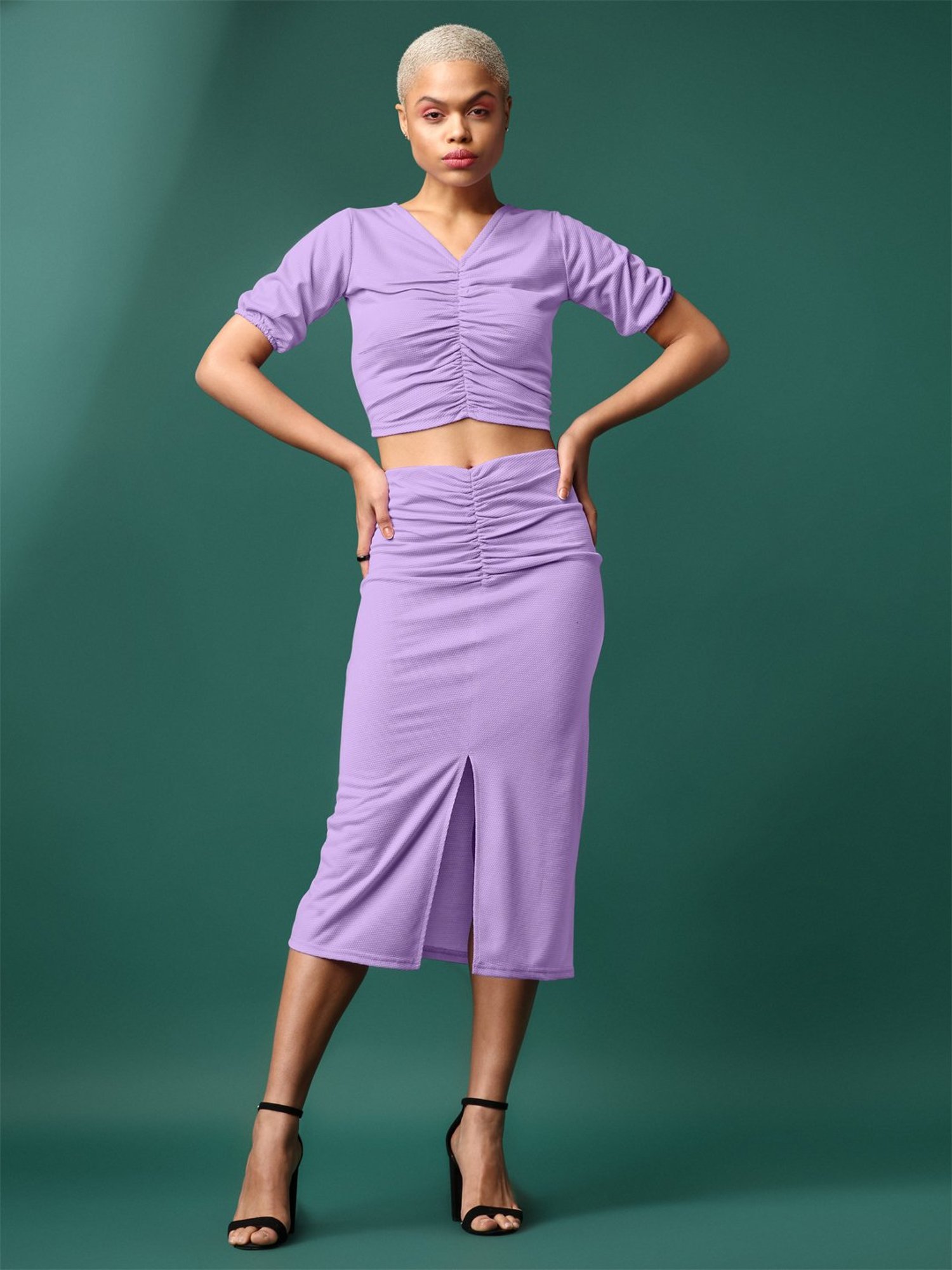 PURVAJA Lavender Midi Co-Ord Set