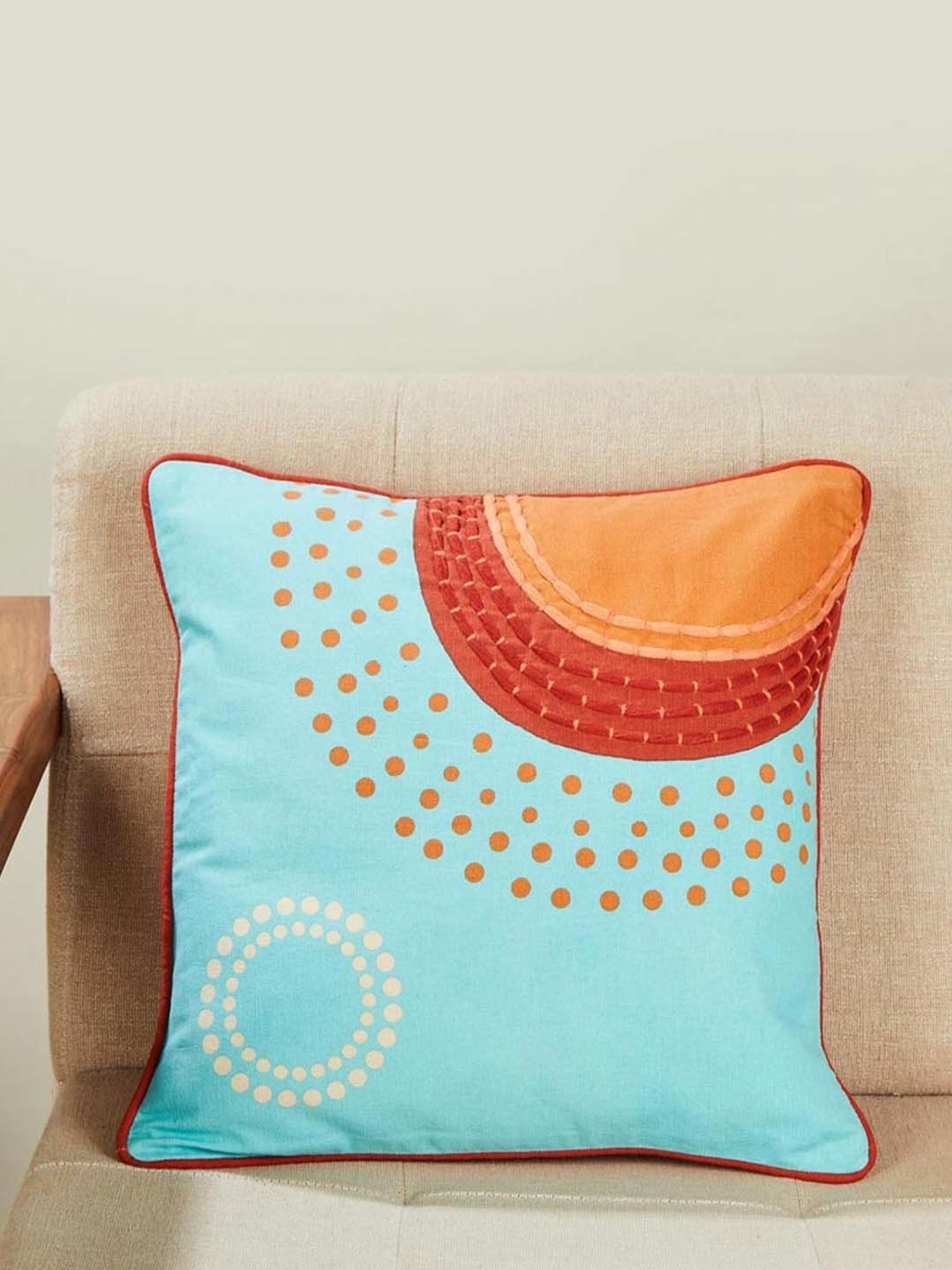 Fabindia Natkhat Blue Cotton Kids Cushion Cover