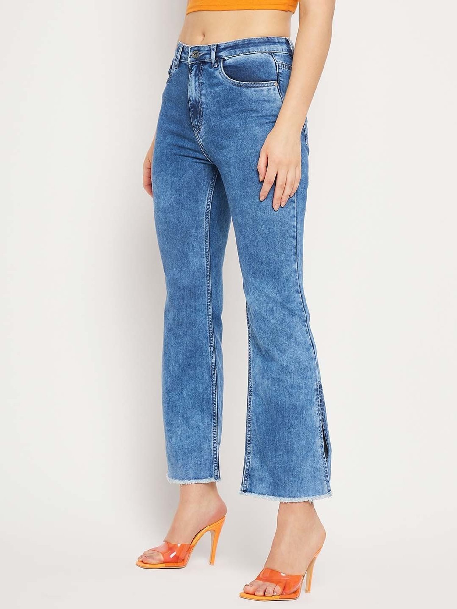 Camla Indigo Blue Cotton Mid Rise Jeans