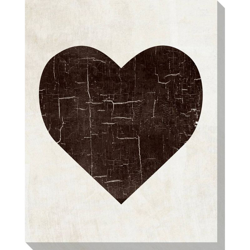 Bold Shapes Heart Unframed Wall Canvas Art - (20X24)