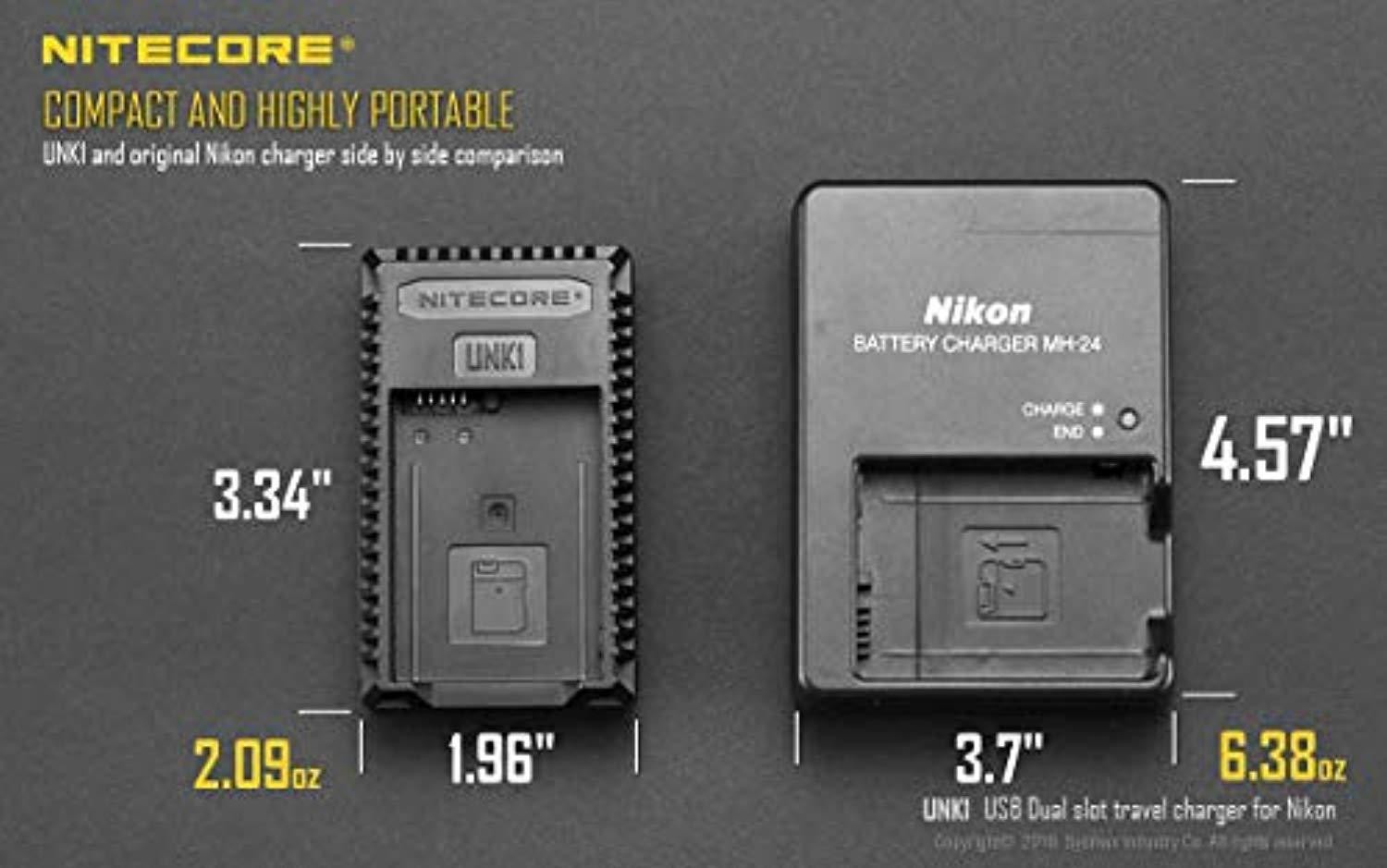 nitecore unk1 digital usb charger for nikon batteries enel14, enel14a, enel15  compatible with nikon coolpix, 1v1, p, d series
