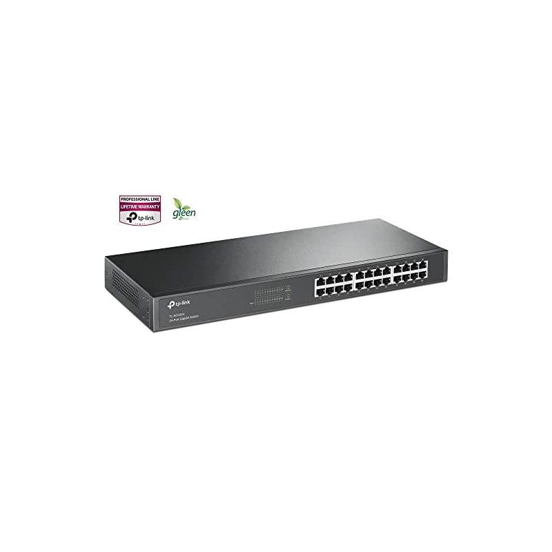 24 Port Gigabit Ethernet Switch | Plug and Play | Sturdy Metal w/Shielded Ports | Rackmount | Fanless | Limited Lifetime Protection | Unmanaged (TL-SG1024)